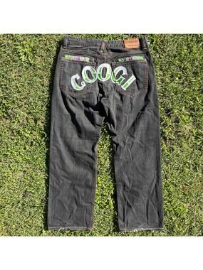 Vintage Y2k Coogi Wide Leg Baggy Black Denim Jeans